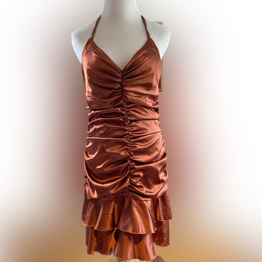 Jessica McClintock Ruched Halter Dress (10)